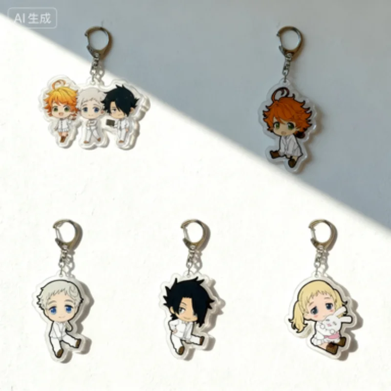 

Anime The Promised Neverland Acrylic key ring keychain Interior decorations Cute schoolbag pendant decoration item accessory