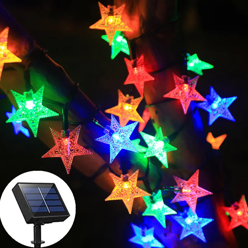 في الهواء الطلق الشمسية ستار سلسلة أضواء LED عطلة ضوء السنة الجديدة حديقة عيد الميلاد حفل زفاف المنزل شجرة الشارع المحكمة الداخلية الديكور