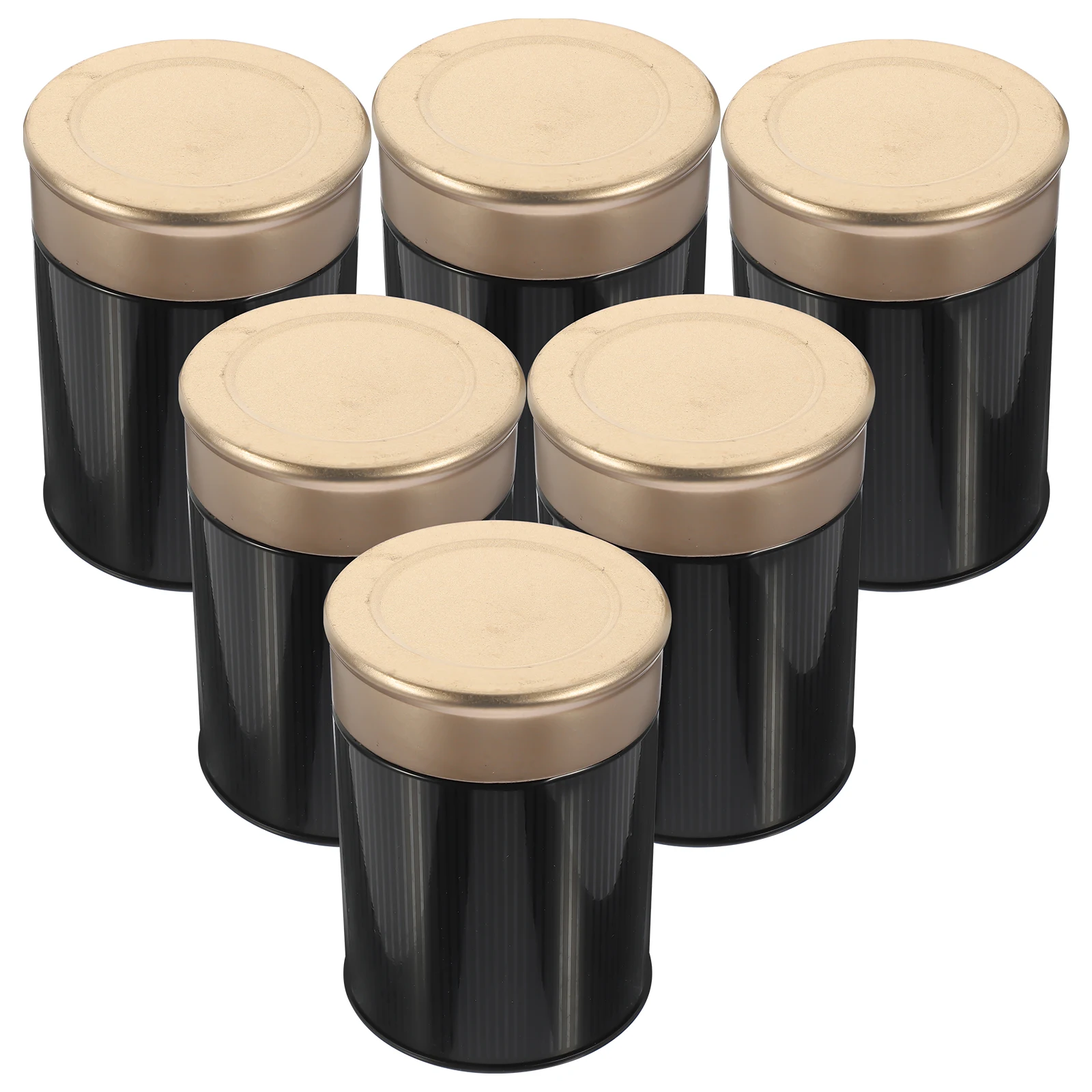 

6pcs Tins For Loose Tea Metal Storage Canisters Lids Black Tin Containers Coffee Tea Bag Organizers Home Kitchen Decor Farmhouse