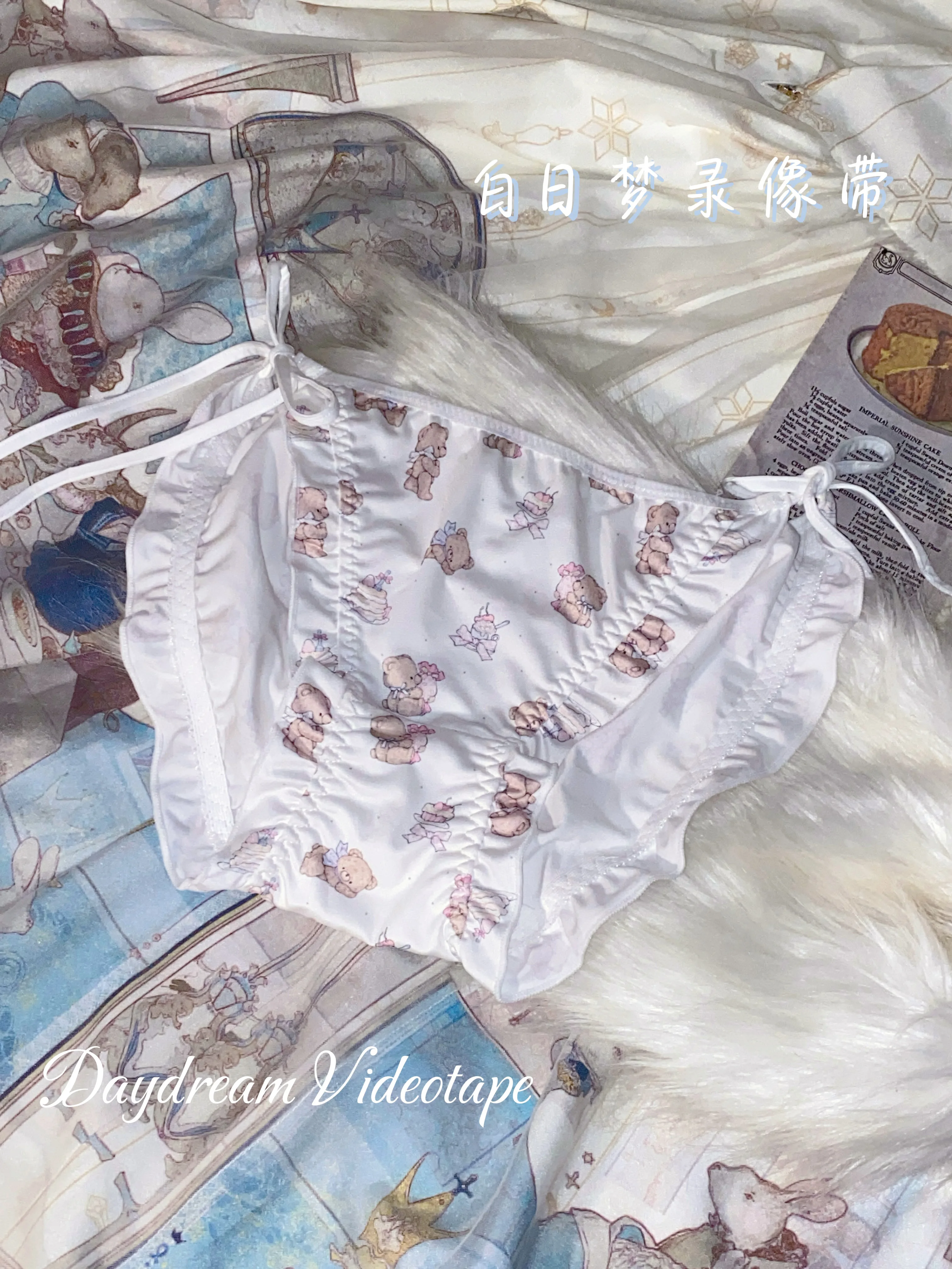 Sweet Teddy Bear Lolita Cute Pure Desire Strap Triangle Underwear Japanese Printed Lace Sexy Girl Sweet Panties