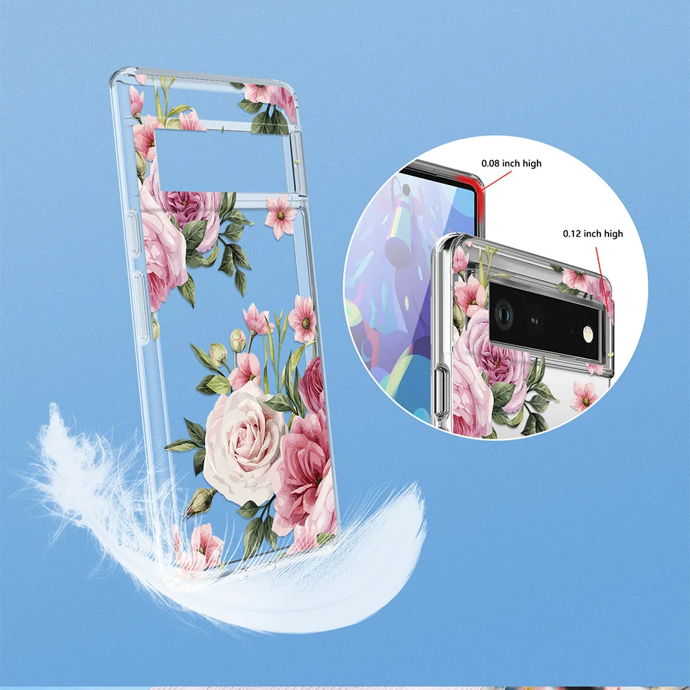 Floral Phone Case for Google Pixel 7a 7Pro 7 6a 6 6Pro 5 5a 5G 4XL 4 2 3XL 3 3a 3aXL 4a Transparent Soft TPU Back Cover Carcasa