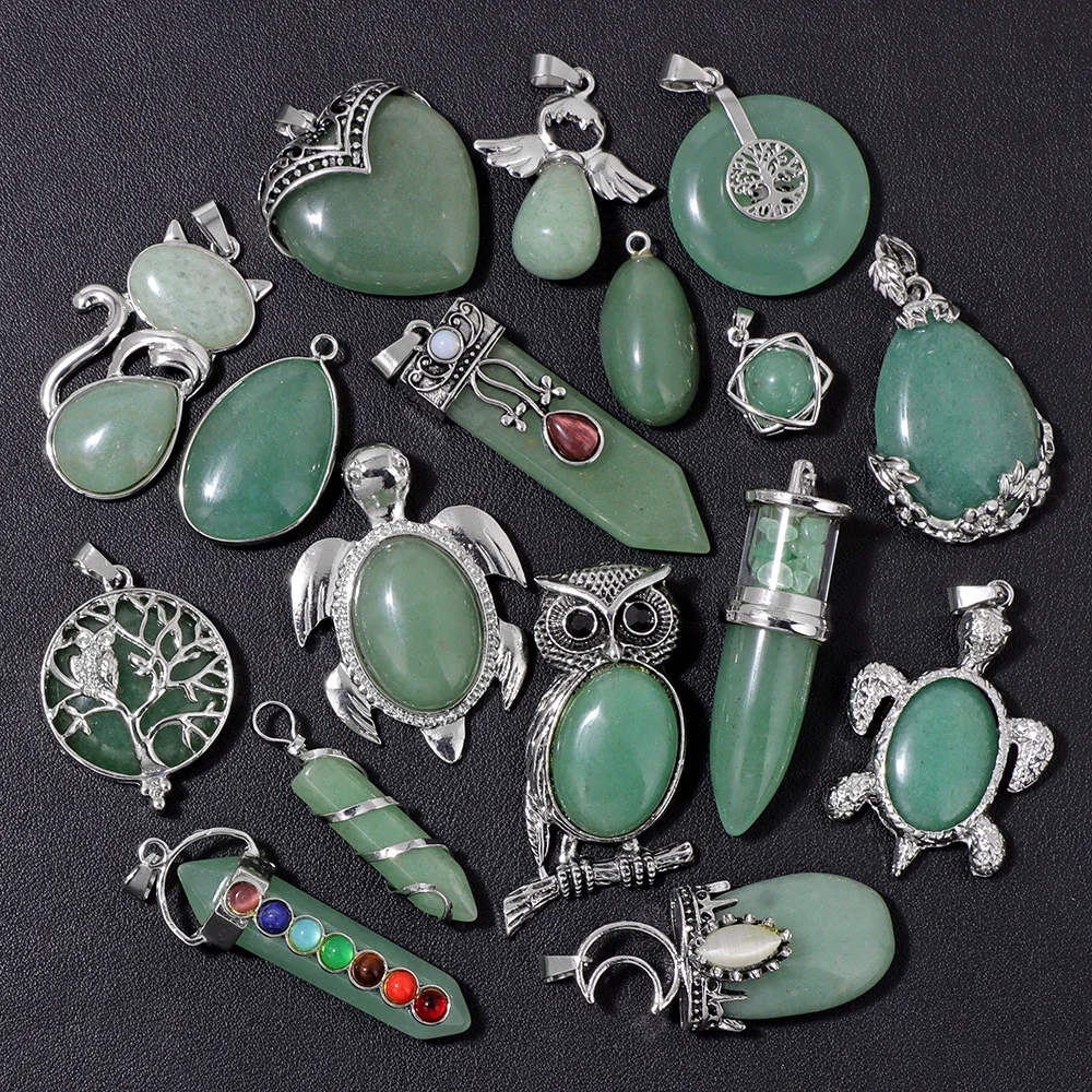 2 uds colgante de piedra de Aventurina verde cuentas de Jades naturales irregulares colgantes para mujeres DIY collar accesorios de joyería