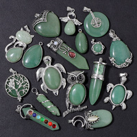 2PCS Green Aventurine Stone Pendant Irregular Natural Jades Beads Charms Pendants for Women DIY Necklace Jewelry Accessries