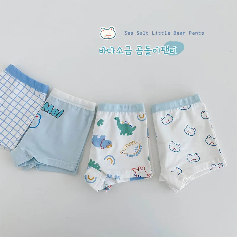 Cuecas boxer de algodão para crianças, roupas íntimas para meninos, bebê, criança, 4 pacotes, 2 a 11Y