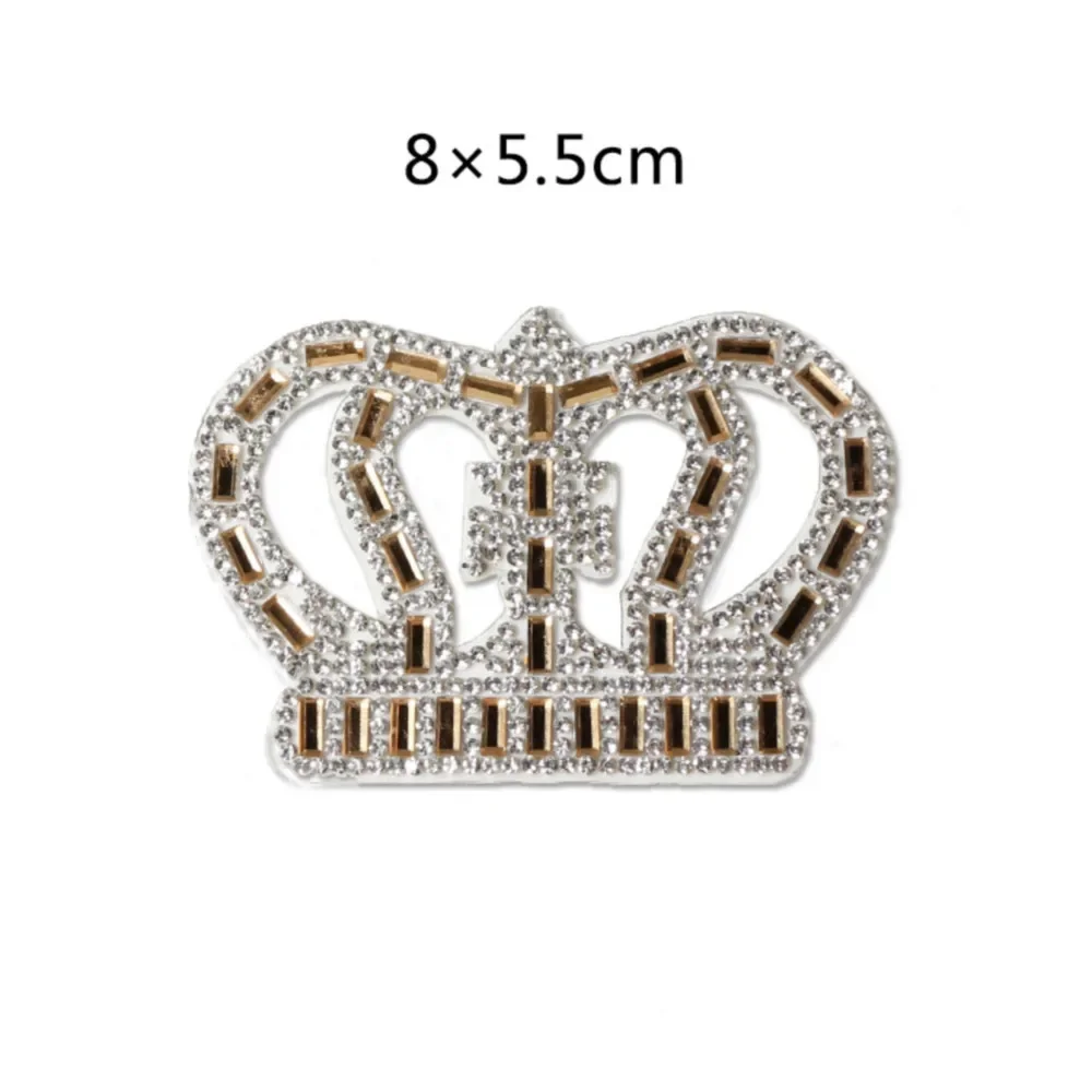 Glitter Rhinestones Appliques for Dresses DIY Iron on Patches on Clothes Rhinestone Crown Embellishment Women\'s T-shirt Stickers