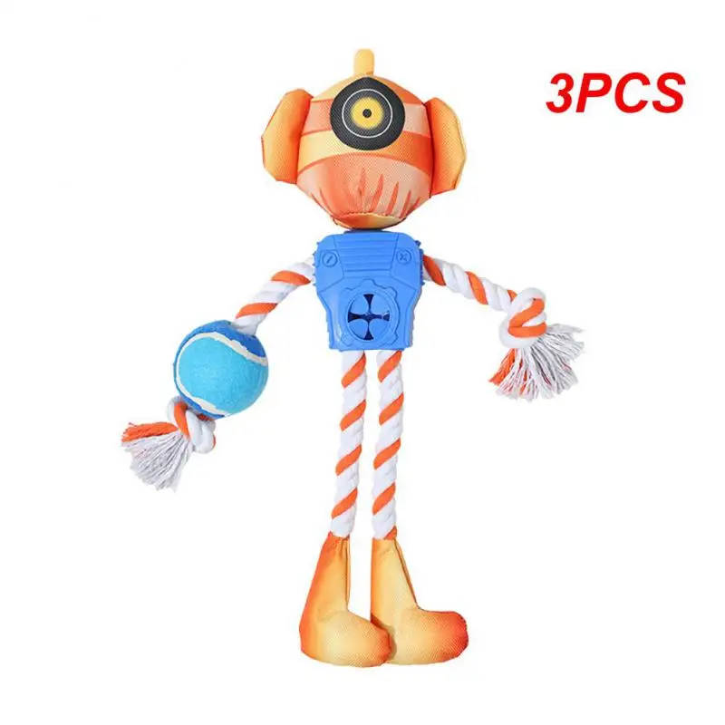 3PCS New Robot Leaky Food Dog Toy TPR Combination Interesting Vocal Dog Toy Creative Rope Binding Toy Pet Toy Wholesale