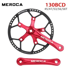 Square Connecting Rods Crankset 130 BCD Chainring 45T 47T 53T 56T 58T Bicycle Crank and Chainwheel for Gravel Road Bike