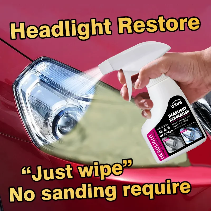 Spray Reparador de Faróis para Restauração Automotiva, Revestimento Antioxidante, Agente de Polimento para Lâmpadas de Carro, Restauração de Arranhões e Limpeza de Sujeira