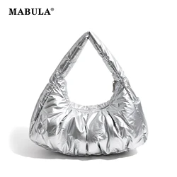 MABULA Women Fluffy Quilted Padding Underarm Hobos Bag Nylon Soft Cotton Solid Handbag Puffy Shoulder Bag Small Phone Purse 2024