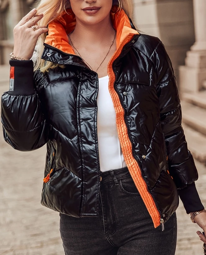 New Style Outerwear Popular for Women In 2023, Fashionable and Casual Zipper Design, Thick Standing Collar Quilted Down Jacket