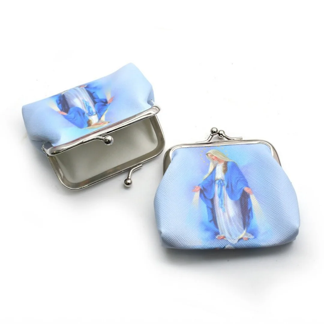 Rosary Coin Purse Personal Storage Bag Religious Jewelry Bag Printed Metal Clasp Pouch For Daily Carry Rosary Storage Prayer