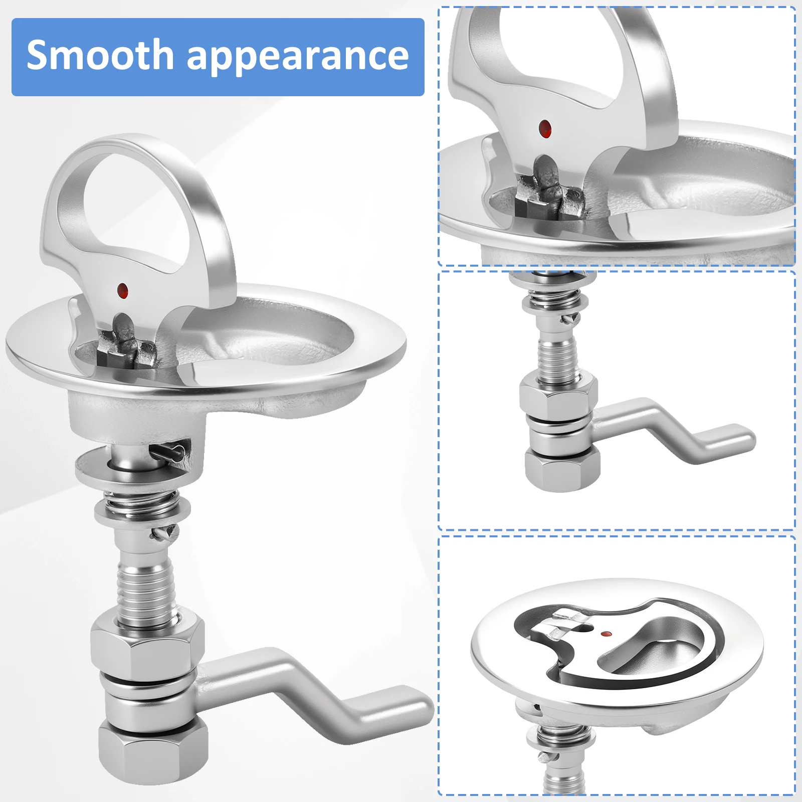 Afbeelding 3: Boot Cam Latch RVS Marine Hatch Pull met achterplaat Marine Hatch Pull Roestbestendig Marine Flush Hatch Pull