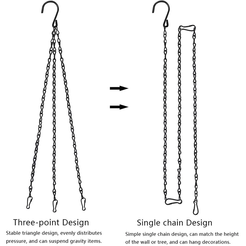 1 szt. 40cm kosz ogrodowy wiszące łańcuszki metalowe sadzarka do kwiatów doniczki 3/4 punkt wieszak na rośliny narzędzia ogrodnicze do domu