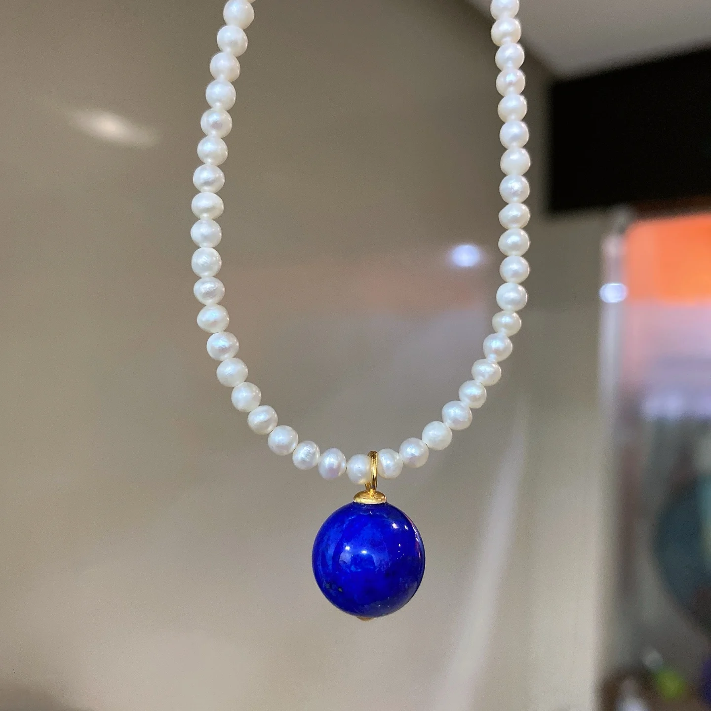 

Натуральный синий лазурит кулон ожерелье 13 мм круглая сфера для женщин и мужчин 5 мм бусины ювелирные изделия драгоценный камень AAAAAA