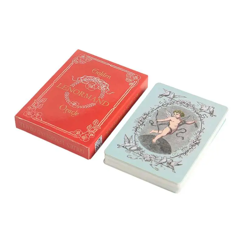 Cartas de oráculo de Lenormand doradas, cartas de adivinación del destino, versión en inglés A 36, baraja de Tarot