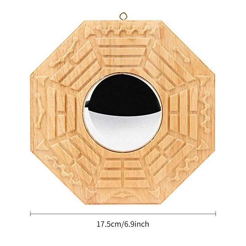 Traditional Chinese Feng Shui Bagua Mirror Wooden Lucky Dent Convex Bagua FengShui Mirror Home Decoration Mirror