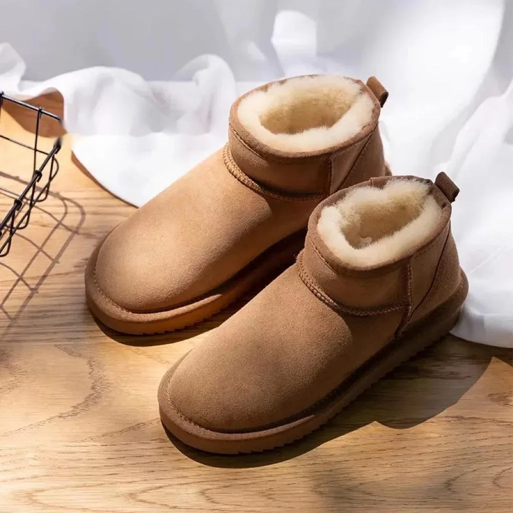 

Sangpo Village Sheepskin and Fur Thin Bottom Snow Boots Women Winter New Cotton Shoes Genuine Leather Natural Wool Zhou Don