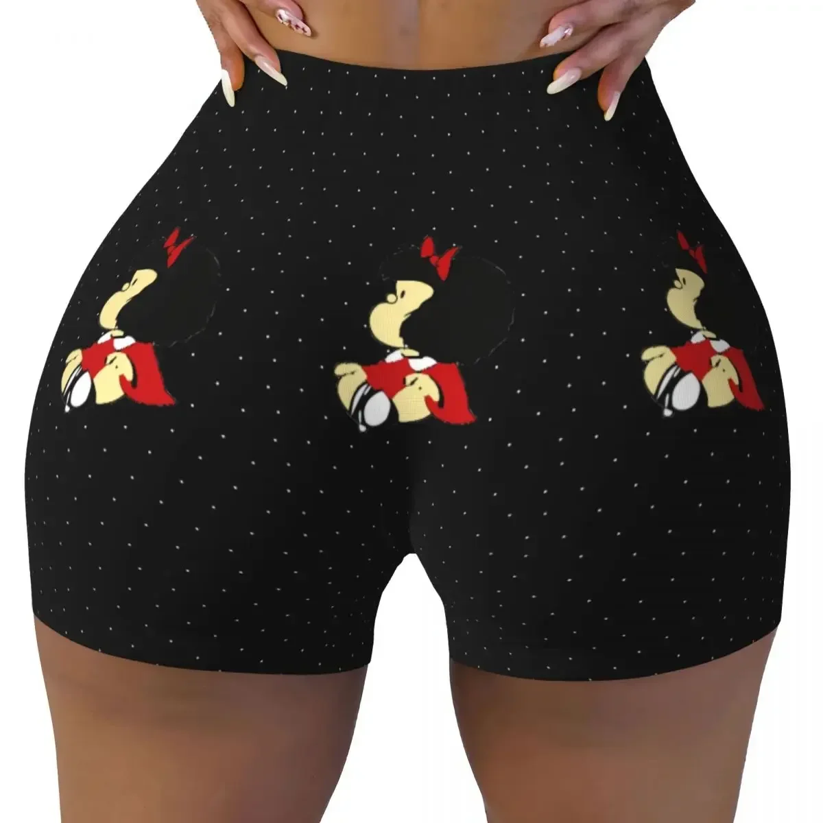 

Custom Women Funny Mafalda Anime Workout Yoga Shorts Cartoon Kawaii Gym Athletic Volleyball Biker Shorts