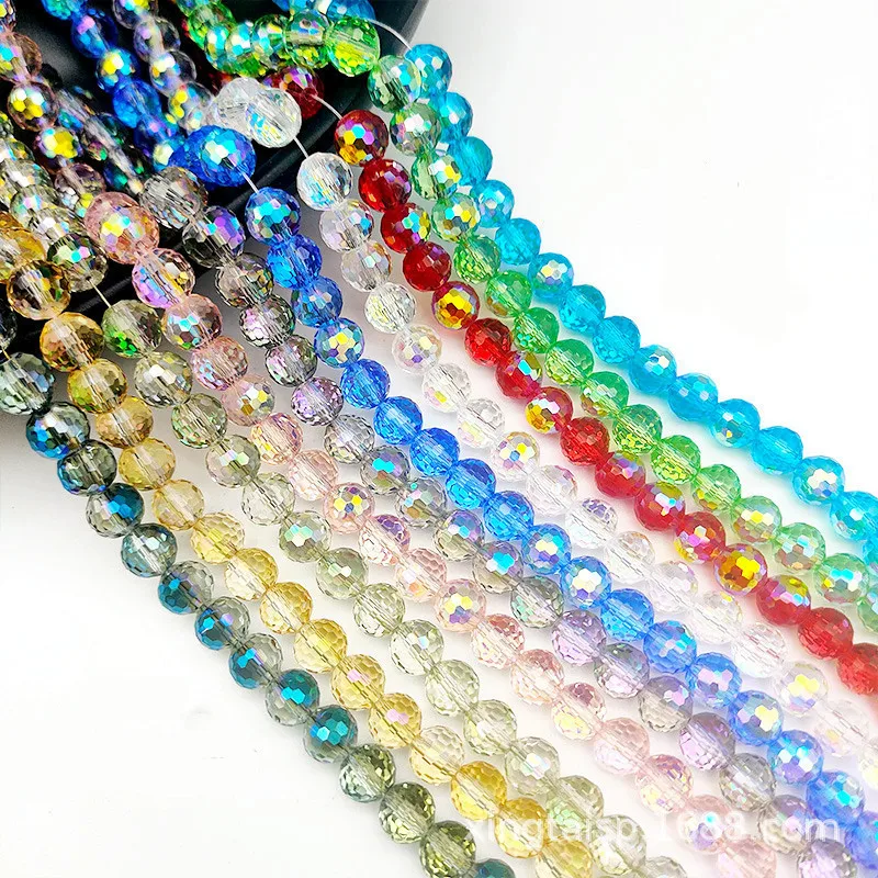 25pcs 8mm 96 Facets Ball Loose Beads Jewelry Making Crafts Diy Findings Crystal Glass Rondelle Spacer Bead