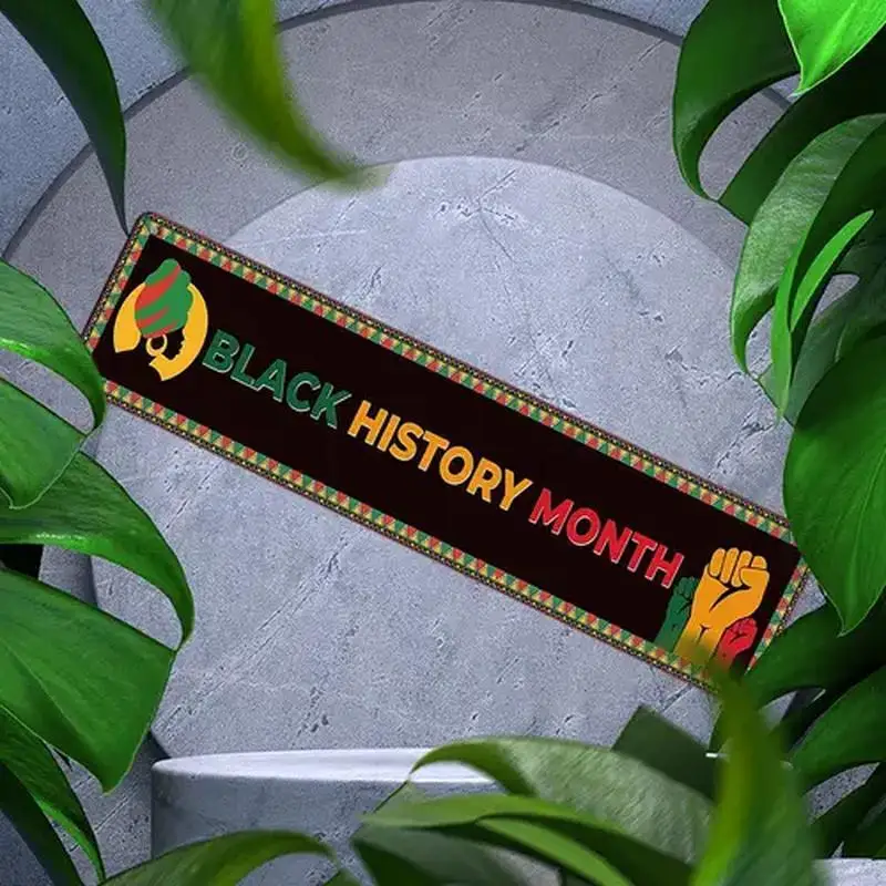 [2D FLAT] قطعة واحدة من اللافتات المعدنية، مقاس 4 × 16 بوصة، فن جداري معدني مزخرف لشهر التاريخ الأسود