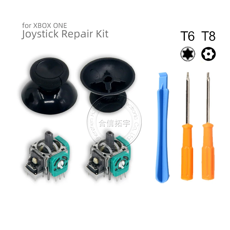 HOTHINK 1set Replacement 3D Joystick Thumb Stick Caps T6 T8 Screwdriver Crowbar for XBOX one Controller Gamepad