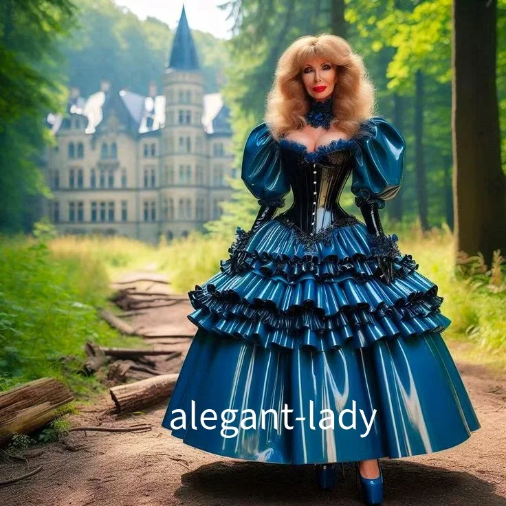 

Custom Navy Blue Vintage Victorian Ball Gown Lace Button Up Corset Elizabethan Evening Gown Countess Dress Special Occasion Gown