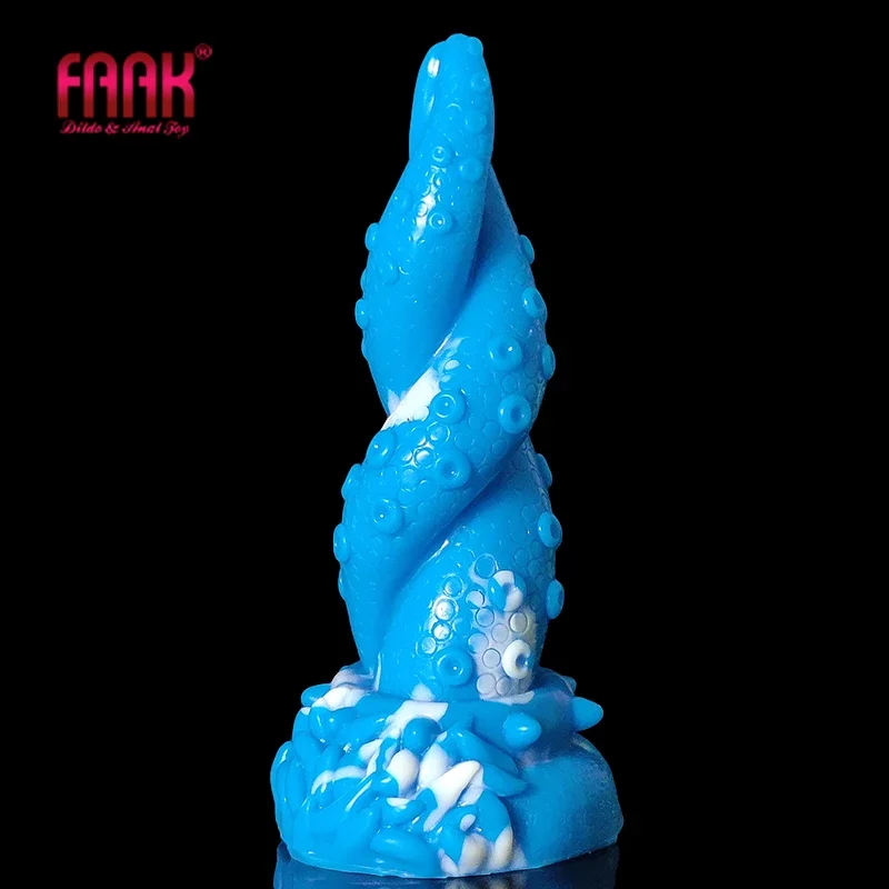 FAAK New large anal plug yellow dragon erotic design twist octopus leg textured silicone suck animal dildo sex toys for women