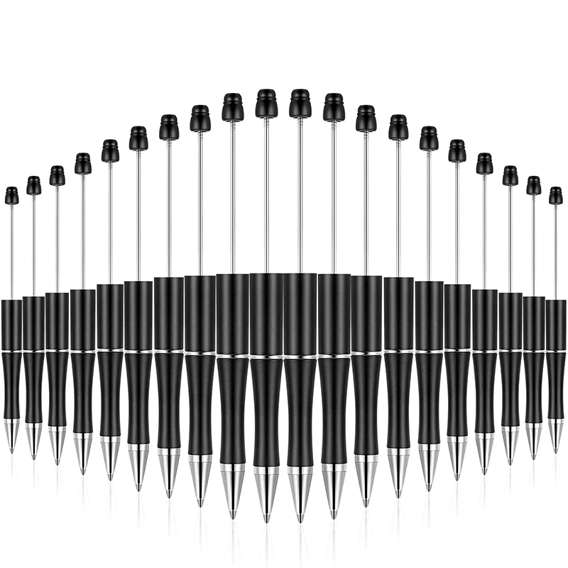 Imagem -02 - Caneta Esferográfica de Contas de Plástico Faça Você Mesmo Canetas Esferográficas com Contas de Tinta Preta 20 Peças