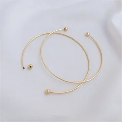 14K Gold-Color Thin Screw Bracelet DIY Handmade Beaded Pendant Hand-made Accessories Open Bracelet Ring B735