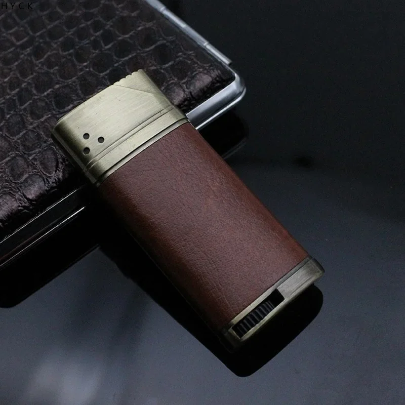 Windproof Metal Large Fire Leather Gas Direct Charge Turbine Lighter Kitchen Outdoor Barbecue Camping Cigar Lighter Men's Gifts