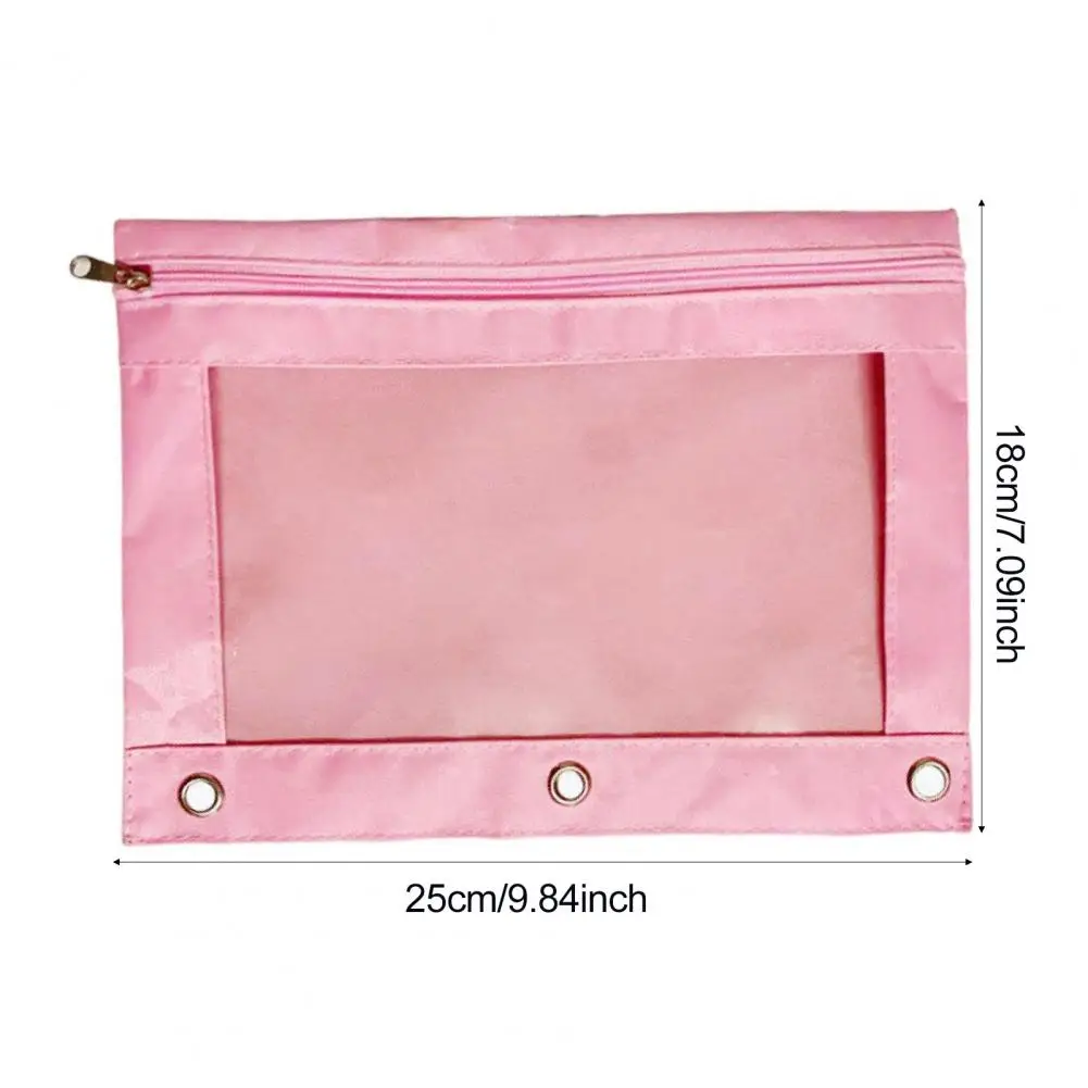 투명창이 있는 파일 가방, 다채로운 패브릭 바인더 파우치 (학교/사무용품 수납 가능, 3개 수납용)