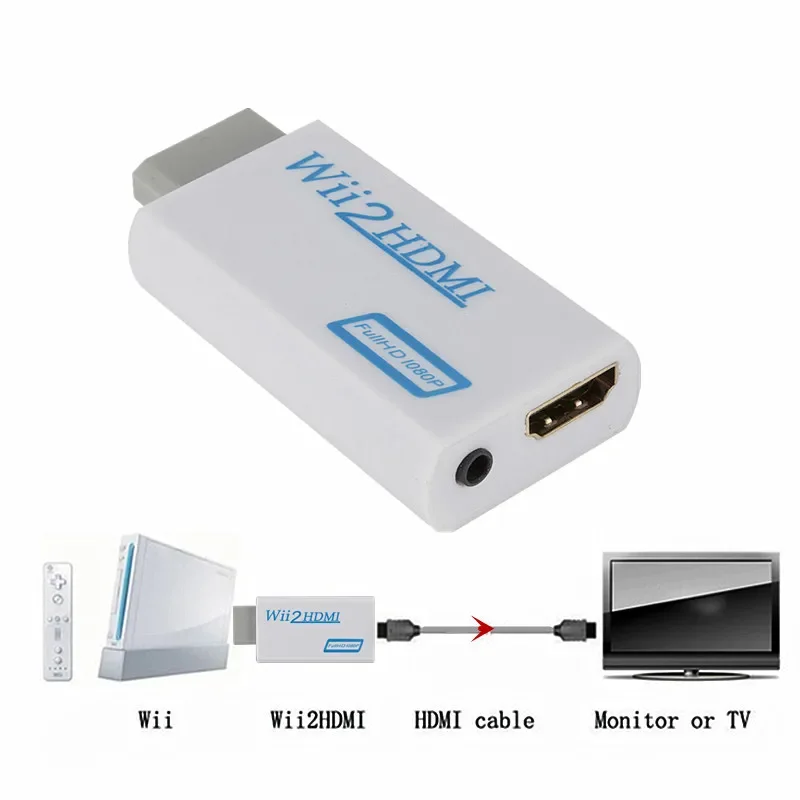 Wii To HDMI-compatible Adapter Converter 3.5mm Audio For PC HDTV Monitor Wii2 To HDMI-compatible Converter Adapter