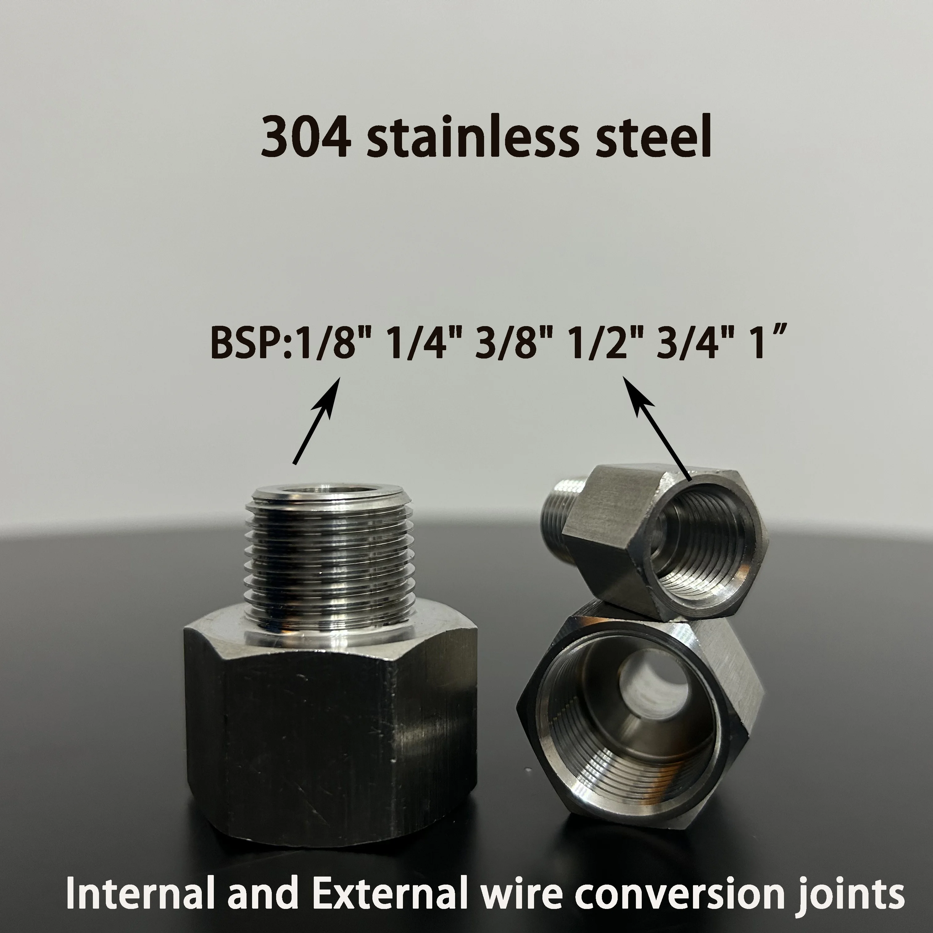

304 Stainless Steel Adapter Metric To BSP 1/8" 1/4" 3/8" 1/2" Female Turn To Male Thread Welding Movable Joint Core
