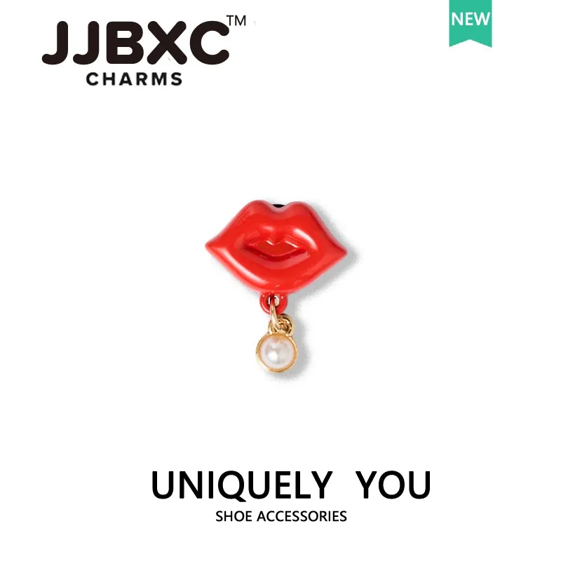 إكسسوارات الأحذية المعدنية JJBXC سحرية مصنوعة من خليط الآيس كريم والشفاه الحمراء على شكل قلب الحب لتقوم بها بنفسك أحذية عصرية زينة مناسبة للأحذية المتقاطعة