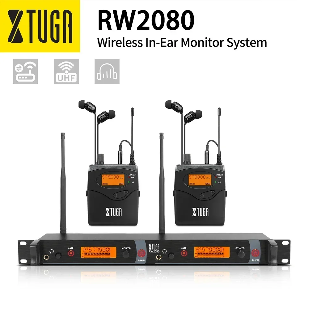 XTUGA RW2080 Whole Metal In-ear Monitor Wireless System Multi Transmitter Wireless InEar Monitor Professional Stage Performances