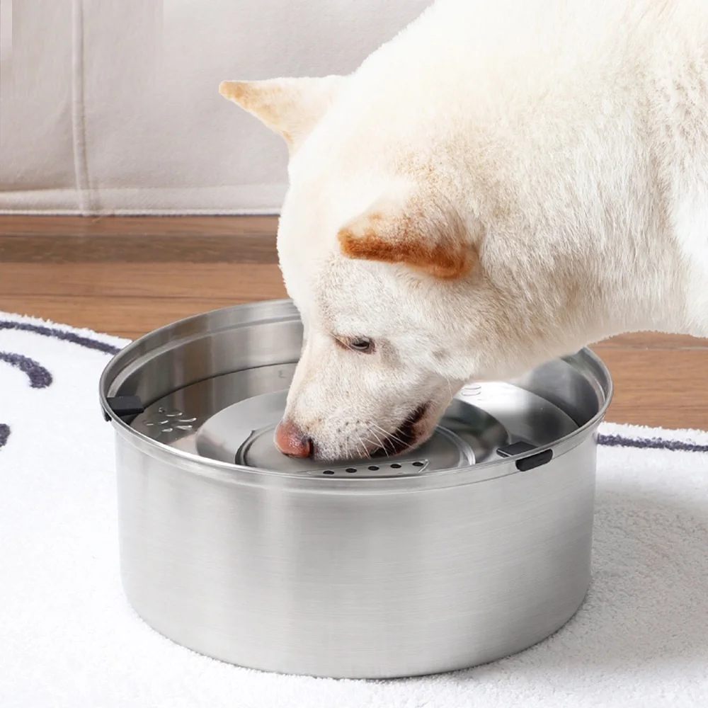

3L Stainless Steel No Spill Water Bowl for Dogs Non-Slip Slow Dog Bowl Water Feeder Dispenser for Medium Large Dogs