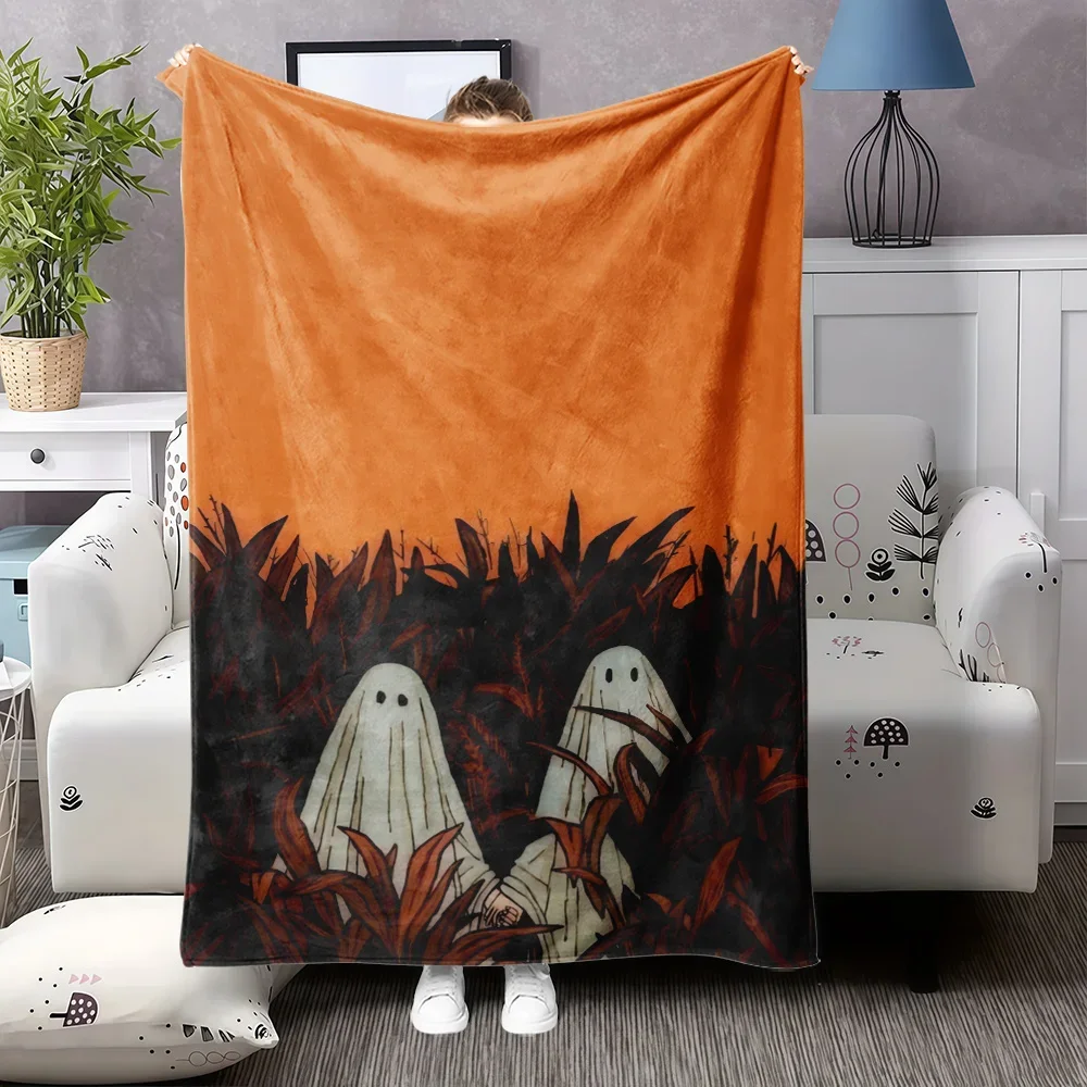 

Плюшевое флисовое одеяло PC Spooky Ghosts JackOLanterns: уютное, всесезонное, мягкое и теплое, в нескольких цветах: оранжевый, черный, белый