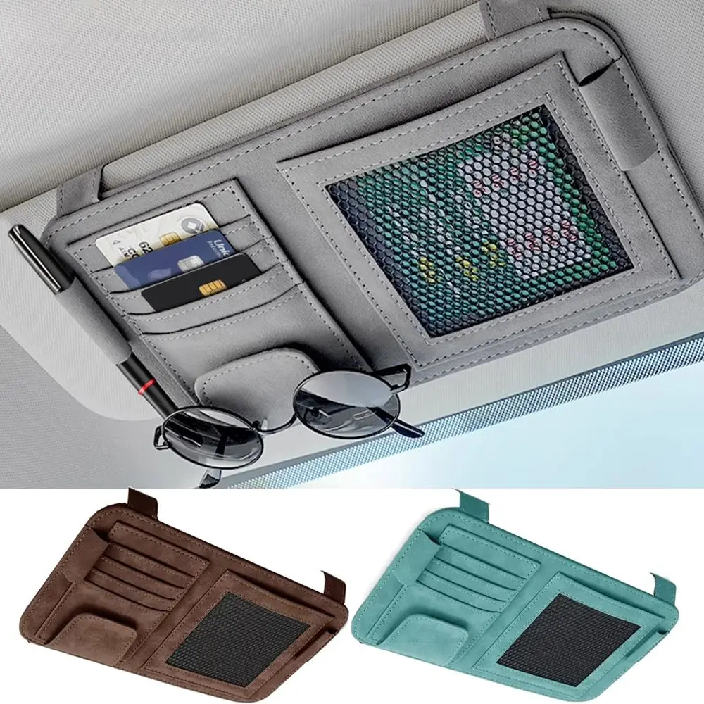 

Multi-compartment Car Sun Visor Organizer Net Pocket Space Saving Sun Visor Pocket Compact Easy To Install Sunshade Storage Bag