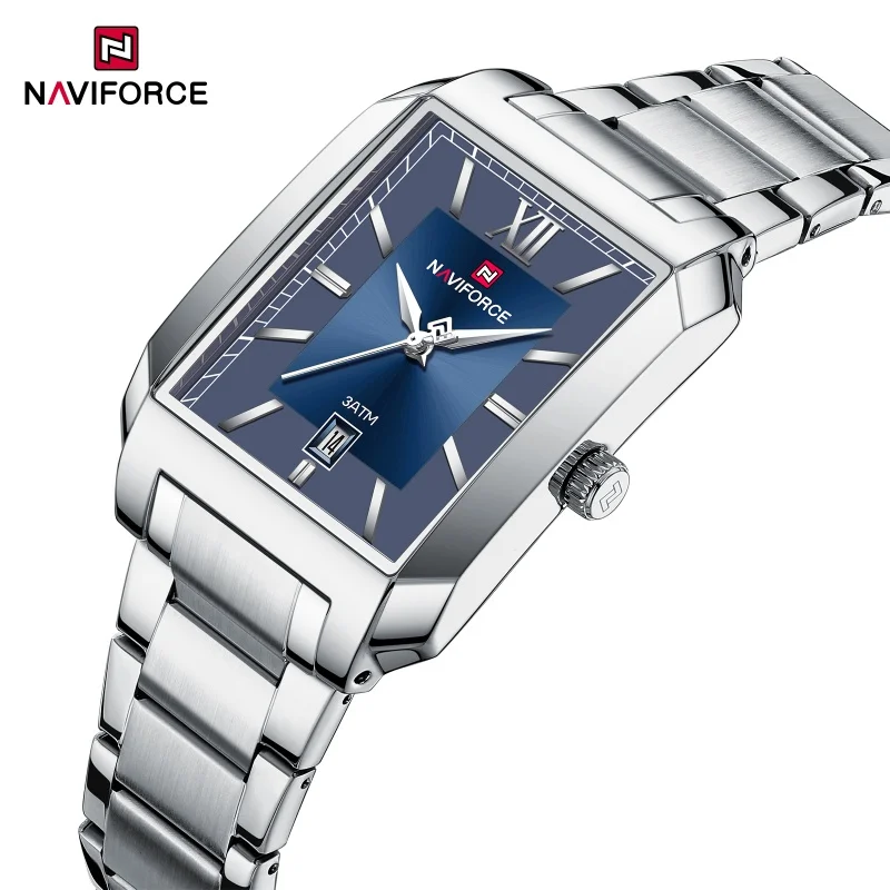 

NAVIFORCE Men's Quartz Watch Fashion Watches Date Display Stainless Steel Strap 3ATM Waterproof Anniversary Male Gift Watch 9256