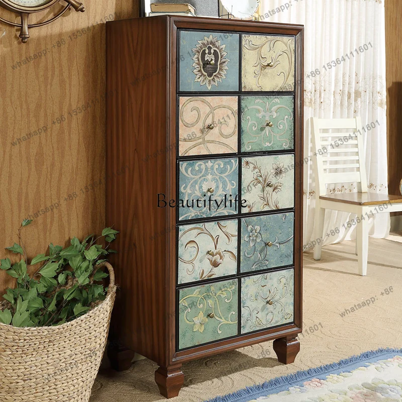 yj7 American porch shoe cabinet retro chest cabinet painted antique locker
