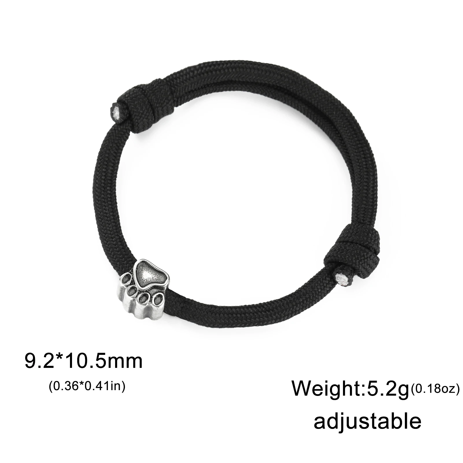 Cazador Punk Dog Pet Paws Charm Bracelet for Women Men Adjustable Black Rope Cord Bracelets Stainless Steel Jewelry Couple Gift