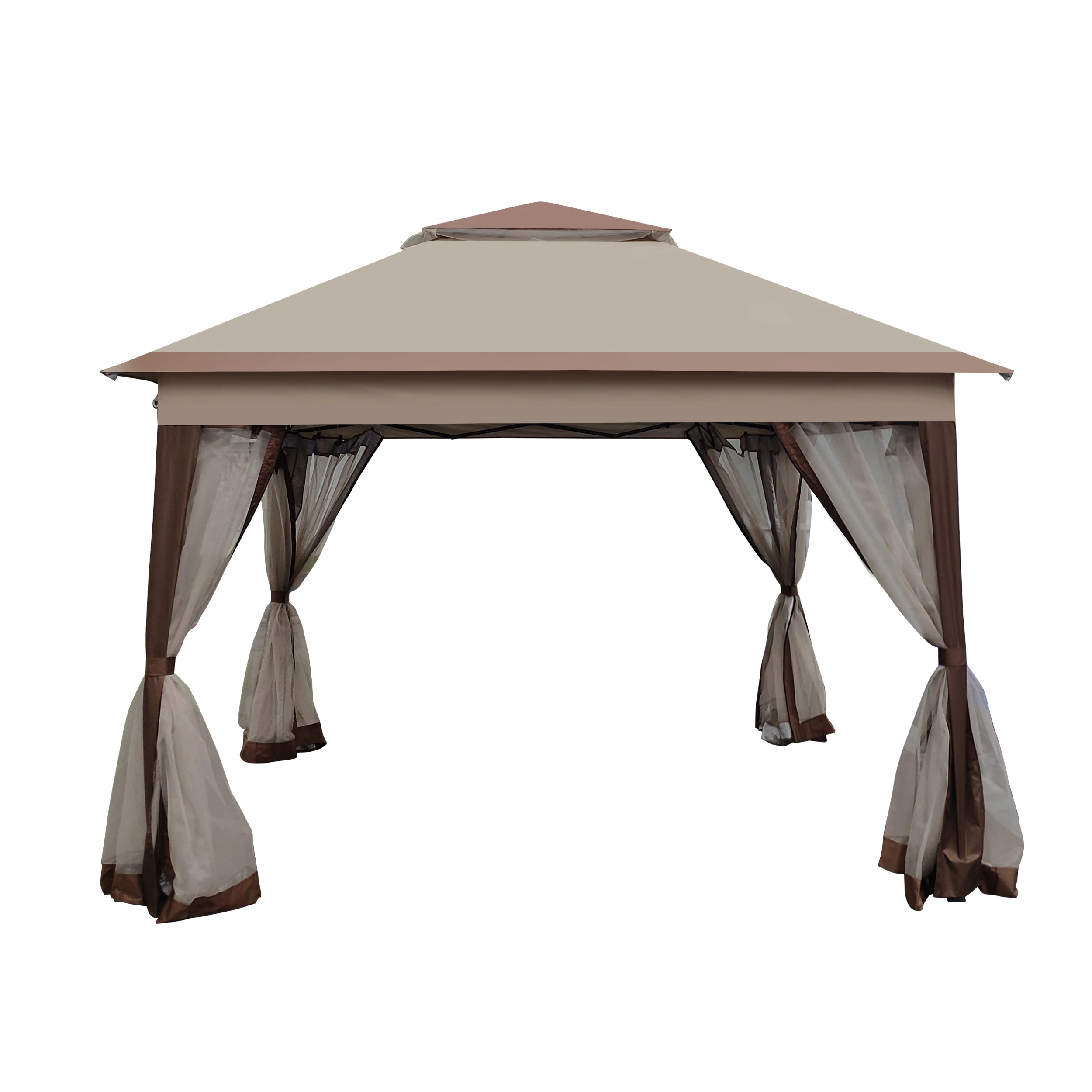 Outdoor  Modern Pop Gazebo Canopy Removable Zipper Netting Stainless Steel Frame 2-Tier Soft Top Event Furniture