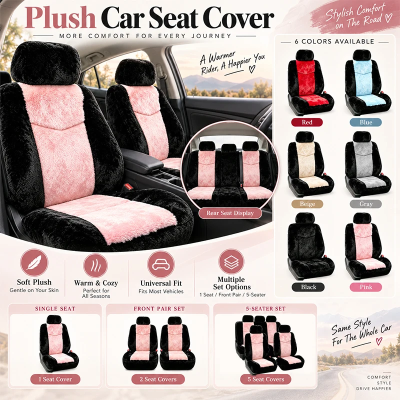 Warm Plush Elastic Car Seat Cover Universal Fit for 5 Seats Automobile Winter Protective Sleeves Vehicle Interior Decoration