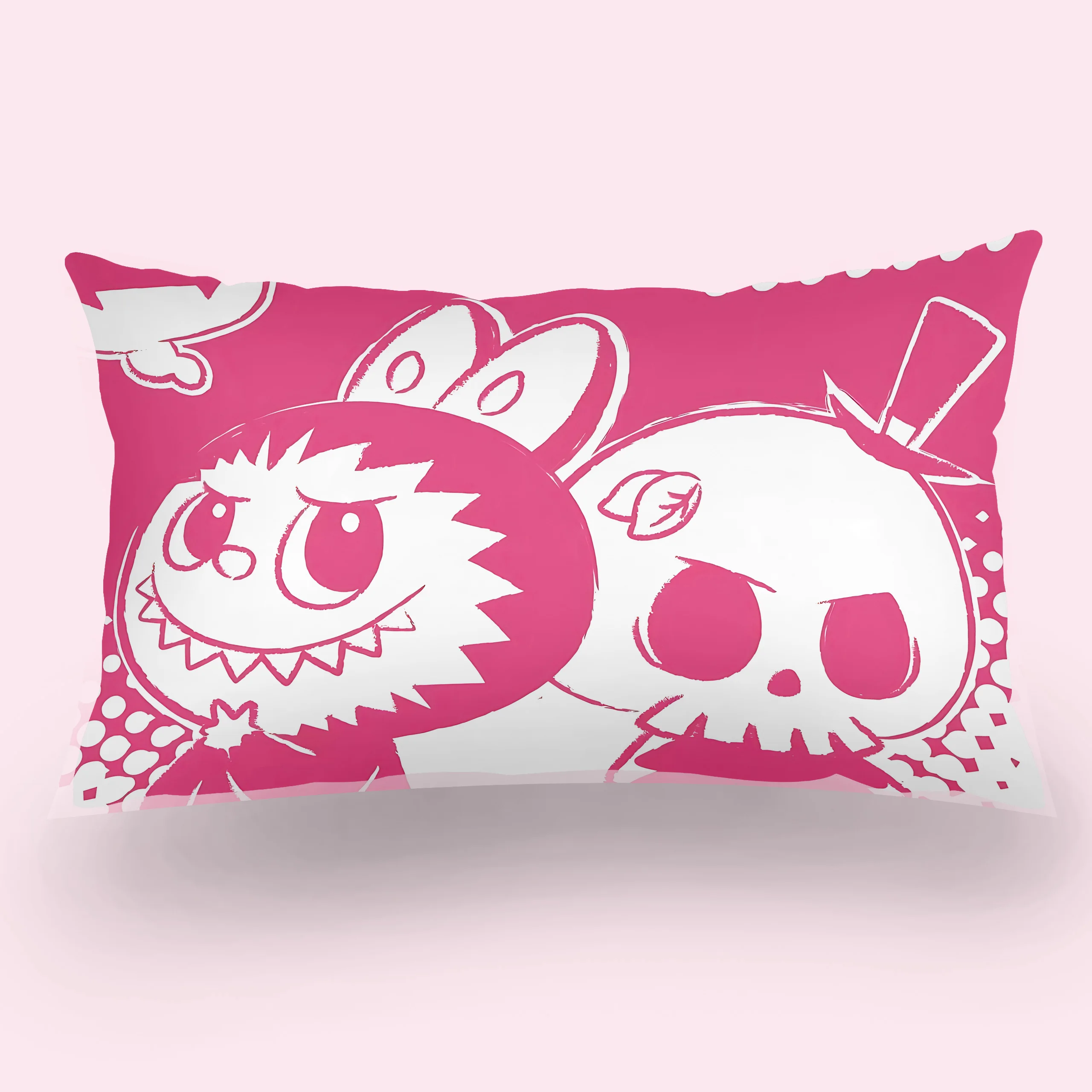 Hot Lovely  Labubu Skulls Double-sided Printing Rectangle Pillow Case Bedside Pillowcase Sofa Cushion Cover Room Home Decoration