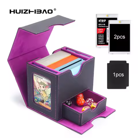 card Deck Box for MTG, Double Storage Box with 2 Commander Display &amp; 1 Dice Tray, Organizer for CCG TCG Sports
