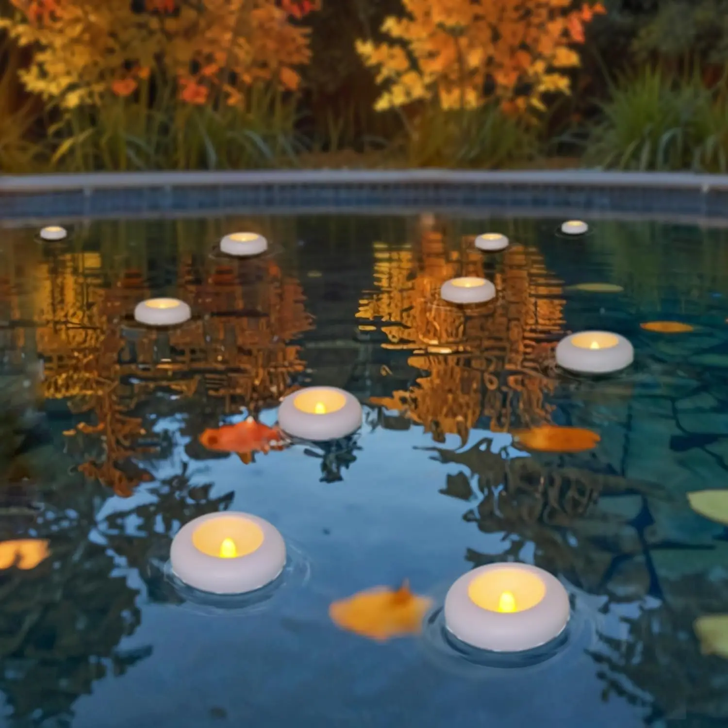 LED Floating Waterproof 2.8" x1.2" Water sensor Tea Light Candle Battery operated Flickering Votive Tealight SPA Bath Pool Decor