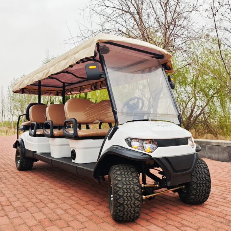 New Design Stable Feeling 40km/h 8 Seater Electric Golf Cart Mobility Scooter CE DOT Rain Cover 12-Inch Tires Upholstered Seat