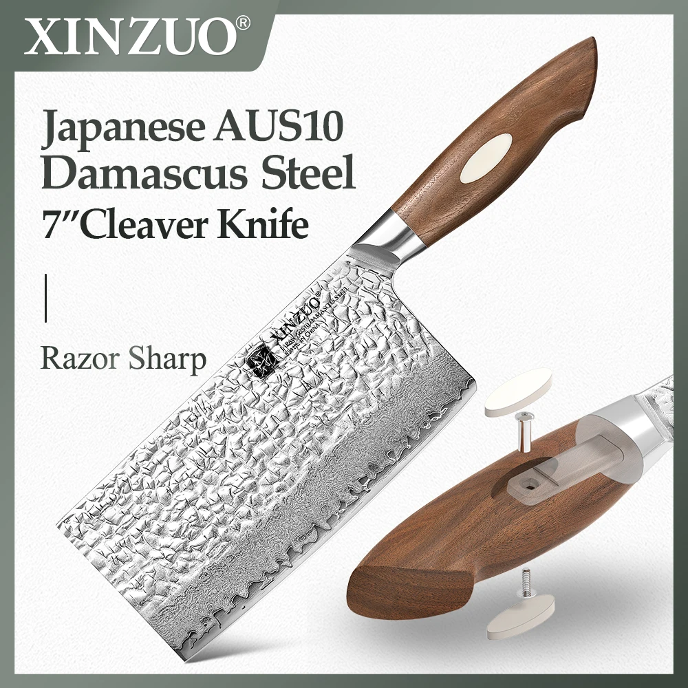 

New XINZUO 7'' inch Butchers Cleaver Knife Japanese 67-layer AUS10 Damascus Steel Butcher's Knife Meat Cleaver With Gift Box