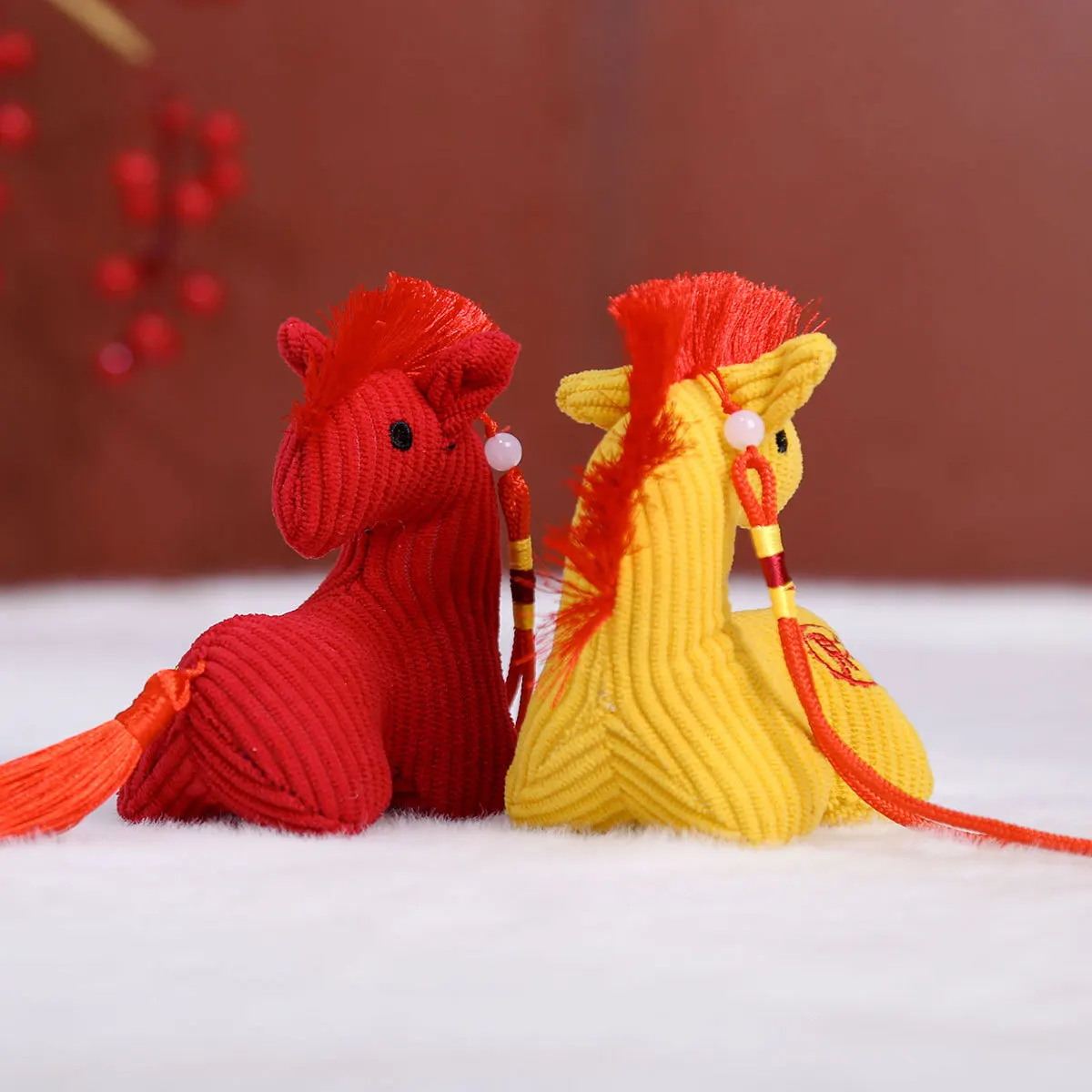 1pc Dekoration Kleine Ornament Pferd Jahr Maskottchen Weihnachten Geschenk Plüsch Pony Schlüsselbund Sternzeichen Pferd Gefüllte Puppe Spielzeug Tasche Anhänger