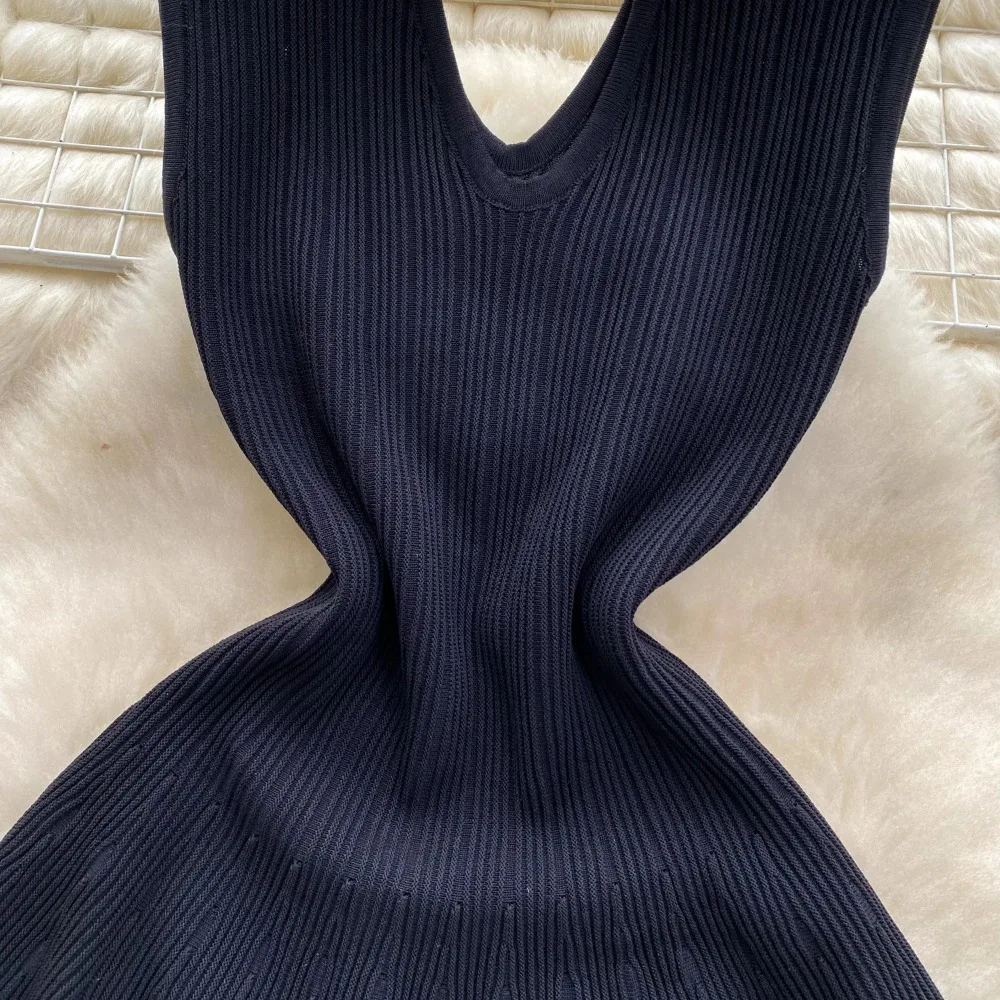 فستان نسائي كلاسيكي بدون أكمام ، فساتين كاجوال على شكل حرف A ، مثير ، أنيق ، الموضة ، الصيف ، الربيع